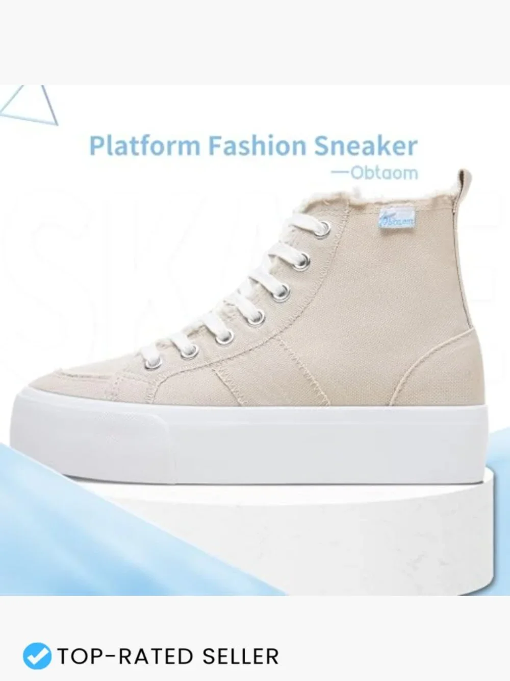 High Top Platform Canvas Sneakers Women Mid Calf Fashion Casual Lace Up Skate